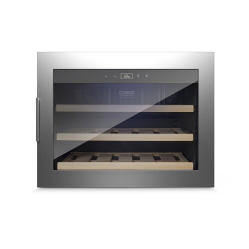 Caso , Wine cooler , WineSafe 18 EB , Energy efficiency class G , Built-in , Bottles capacity Up to 18 bottles , Cooling type Compressor technology , Stainless steel