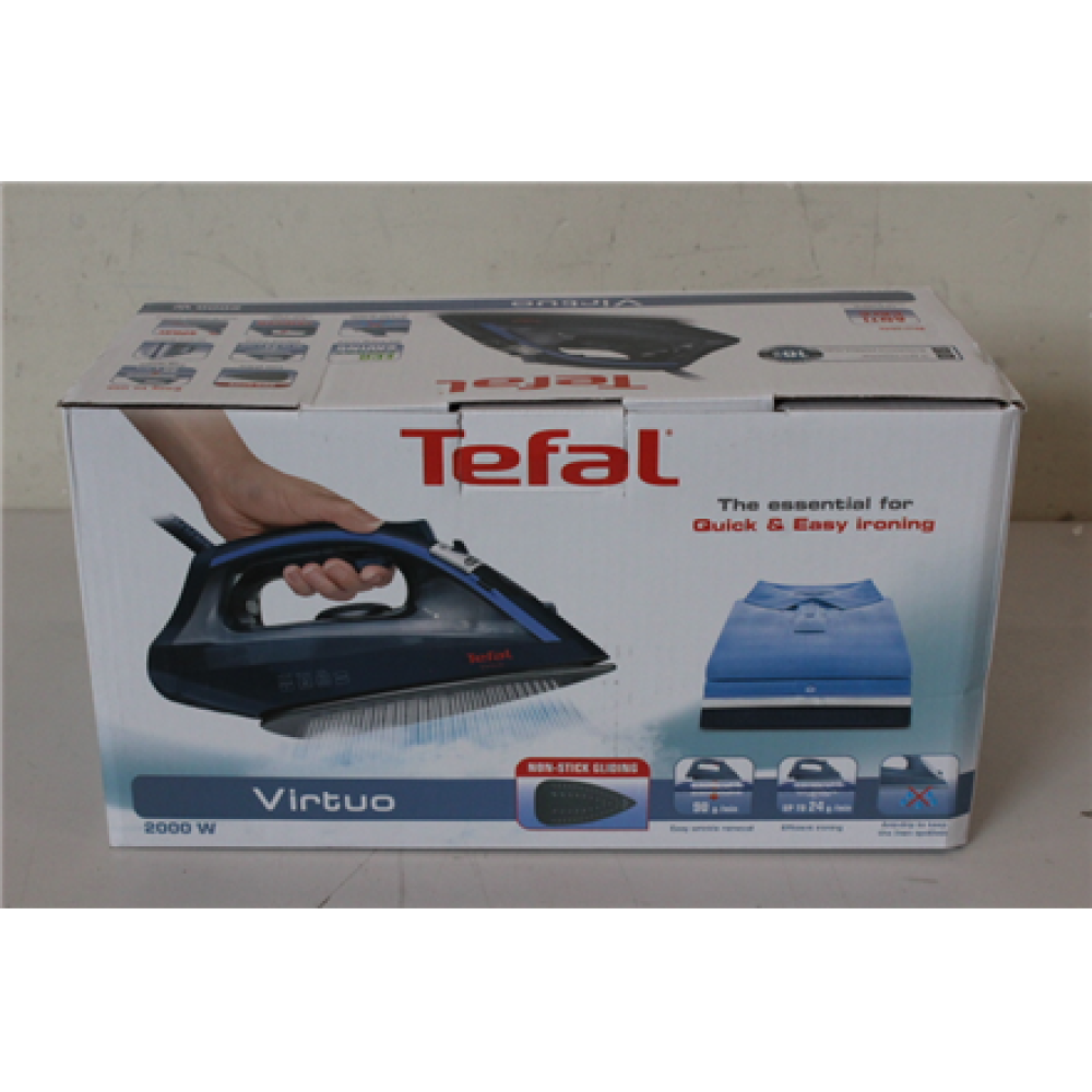 SALE OUT. Tefal FV1713E0 Virtuo Steam iron, Dark Blue , TEFAL , FV1713E0 Virtuo , Steam Iron , 2000 W , Water tank capacity 200 ml , Continuous steam 24 g/min , Dark Blue , USED, WATER MARKS, SCRATCHES