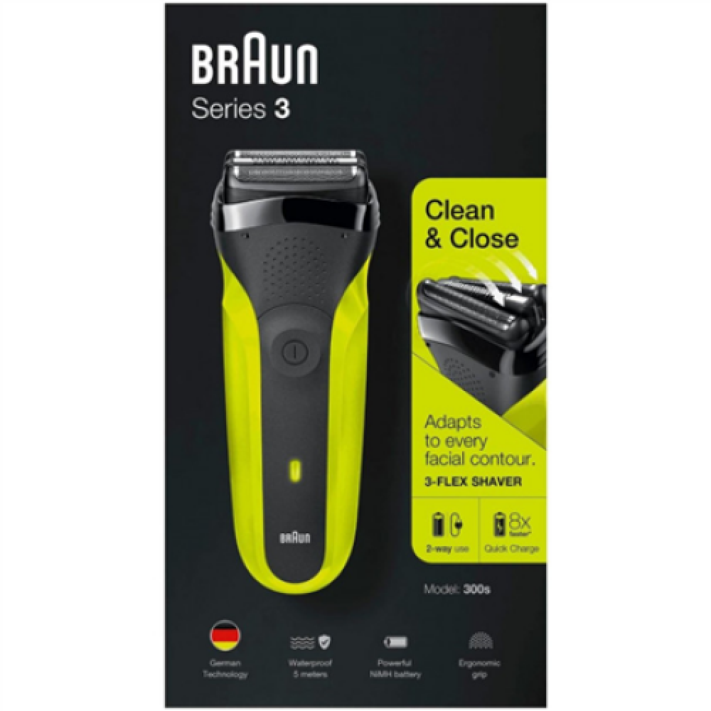 Braun , Shaver , 300s , Operating time (max) 30 min , Black/Green