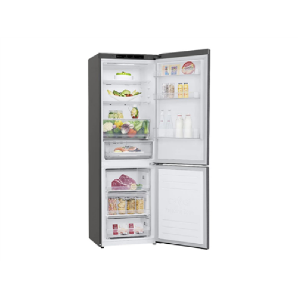 LG Refrigerator GBB61DSJMN Energy efficiency class E, Free standing, Combi, Height 186 cm, Fridge net capacity 234 L, Freezer net capacity 107 L, Display, 36 dB, Stainless steel
