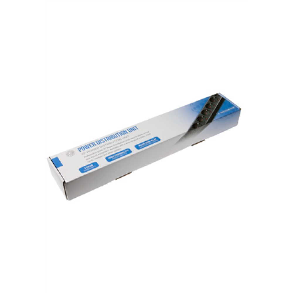SOMI Networks , 1U, 19″, 8x Schuko Aluminium PDU Power Panel , PDU08SASO , Silver , With Switch and Surge Protector; Schuko Input; Cord 1.8m