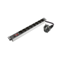 SOMI Networks , 1U, 19″, 8x Schuko Aluminium PDU Power Panel , PDU08SASO , Silver , With Switch and Surge Protector; Schuko Input; Cord 1.8m
