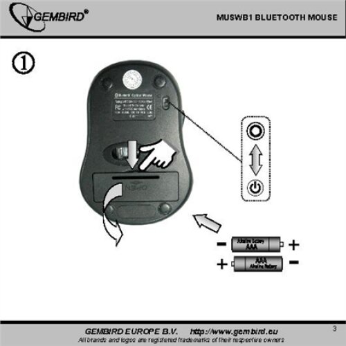 Gembird , MUSWB2 , Optical Bluetooth mouse , 6 button , Black, Grey