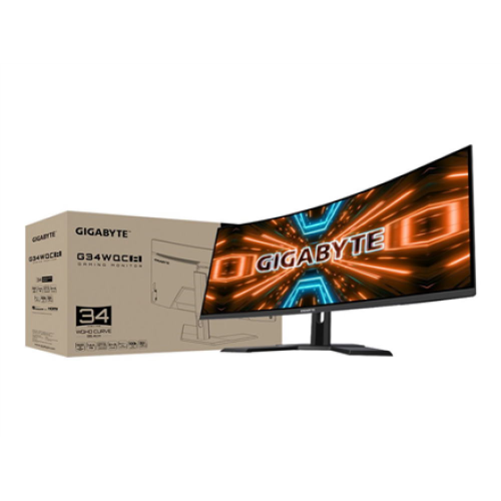 Gigabyte , Gaming Monitor , G34WQC A , 34 , VA , QHD , 21:9 , 144 Hz , 1 ms , 3440 x 1440 pixels , 350 cd/m² , HDMI ports quantity 2 , Black , Warranty 36 month(s)