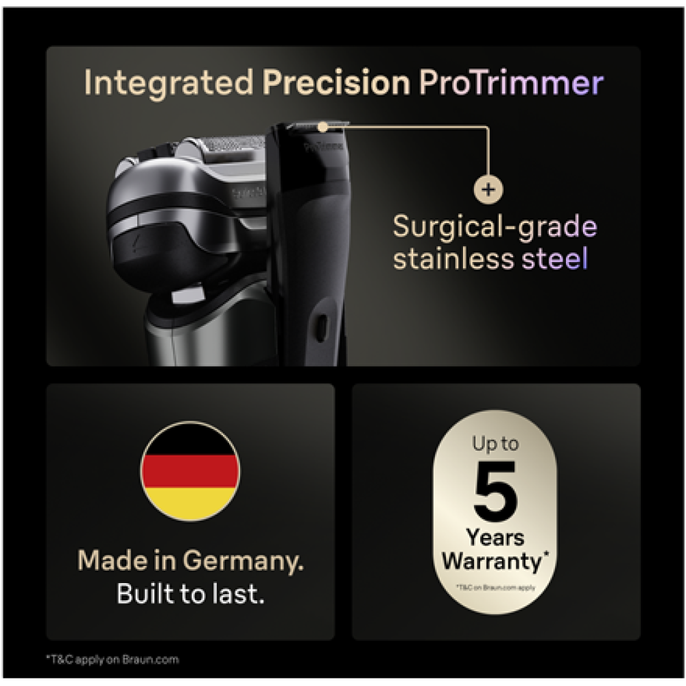 Braun Shaver , 9600s Series 9 PRO , Operating time (max) 60 min , Wet & Dry , Lithium Ion , Black