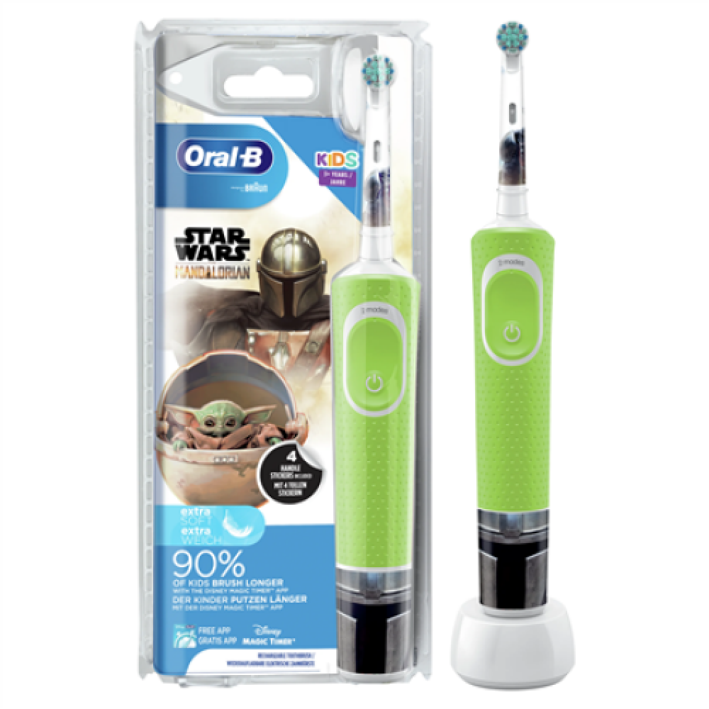 Oral-B Electric Toothbrush D100 Vitality Star Wars Mandalorian Rechargeable For kids Number of brush heads included 1 Number of teeth brushing modes 2 Green