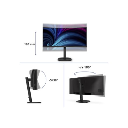 Philips , 34B2U3600C/00 , 34 , VA , 21:9 , 60 Hz , 4 ms , 3440 x 1440 pixels , 300 cd/m² , HDMI ports quantity 1 , Black