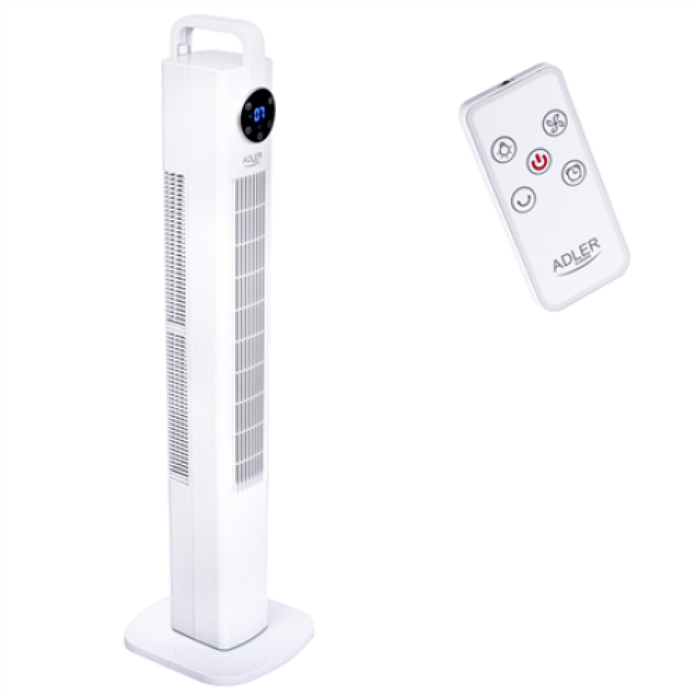 Adler , Fan , AD 7333 , Fan Tower , White , Diameter 109 cm , Number of speeds 3 , Oscillation , 120 W , Yes