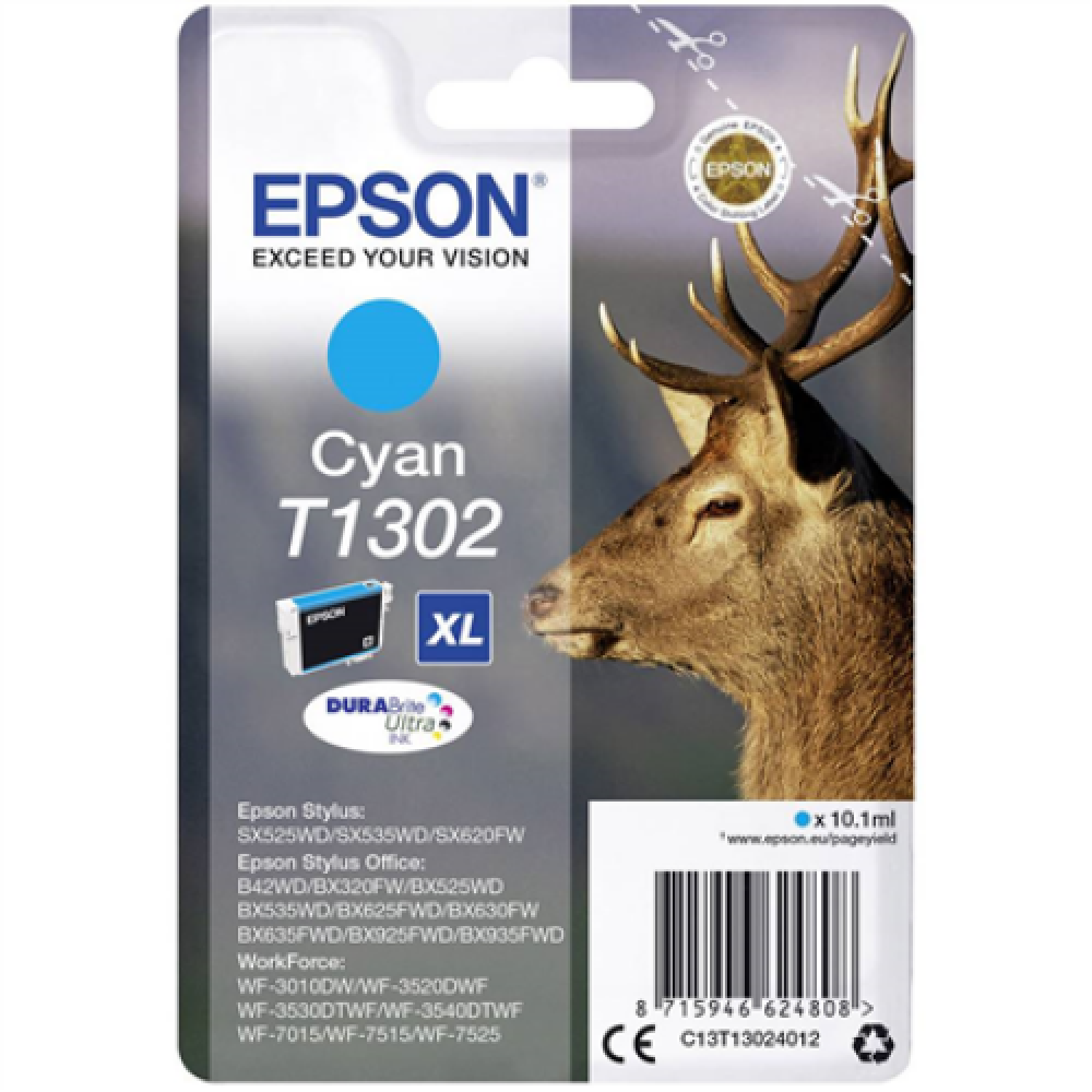 Epson DURABrite Ultra Ink T1302 Cartridge, Cyan