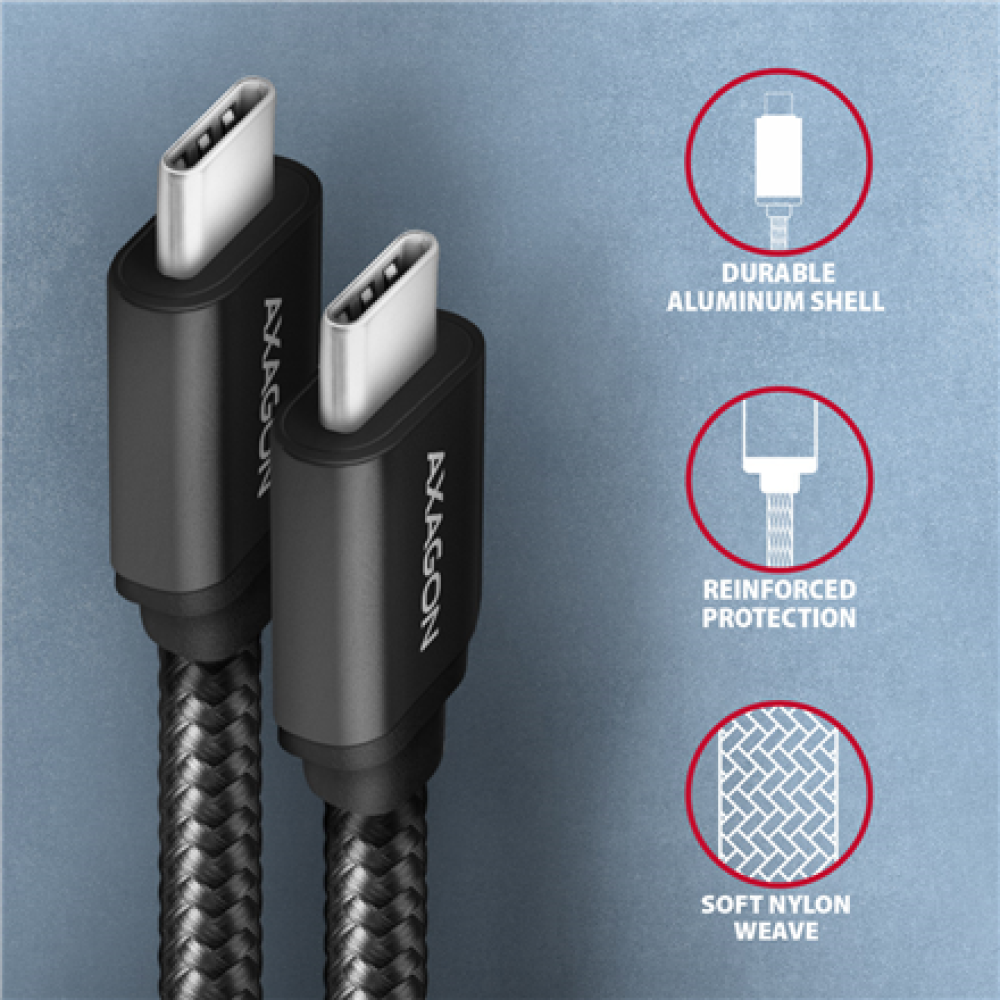 AXAGON Data and charging USB 3.2 Gen 1 cable, 1 m , BUCM3-CM10AB , USB Type C - USB Type C