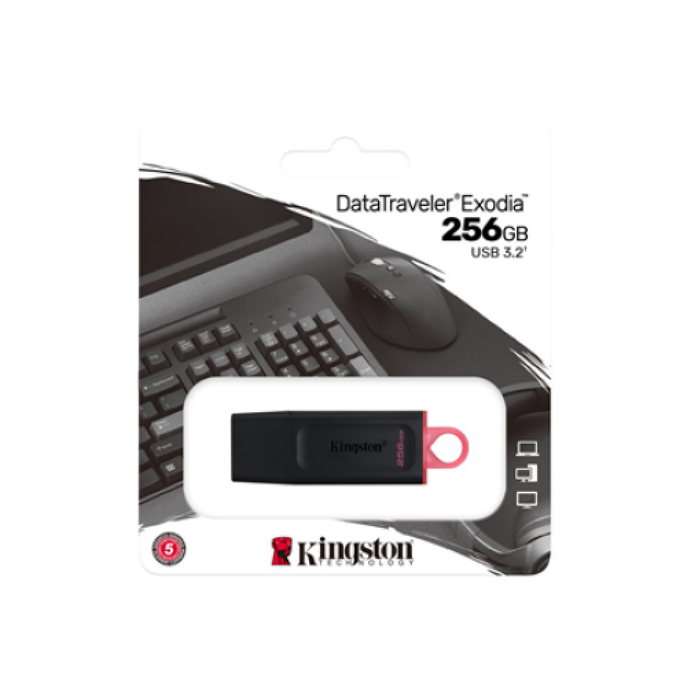 Kingston , USB Flash Drive , DataTraveler Exodia , 256 GB , USB 3.2 Gen 1 , Black