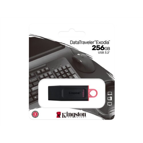 Kingston , USB Flash Drive , DataTraveler Exodia , 256 GB , USB Type-A , Black