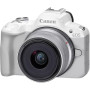 Canon , EOS R50 WH + RF-S 18-45mm F4.5-6.3 IS STM (SIP) , Megapixel 24.2 MP , Image stabilizer , ISO sensitivity (max) 32000 , Display diagonal 2.95 , Wi-Fi , Video recording , Automatic, manual , CMOS , White