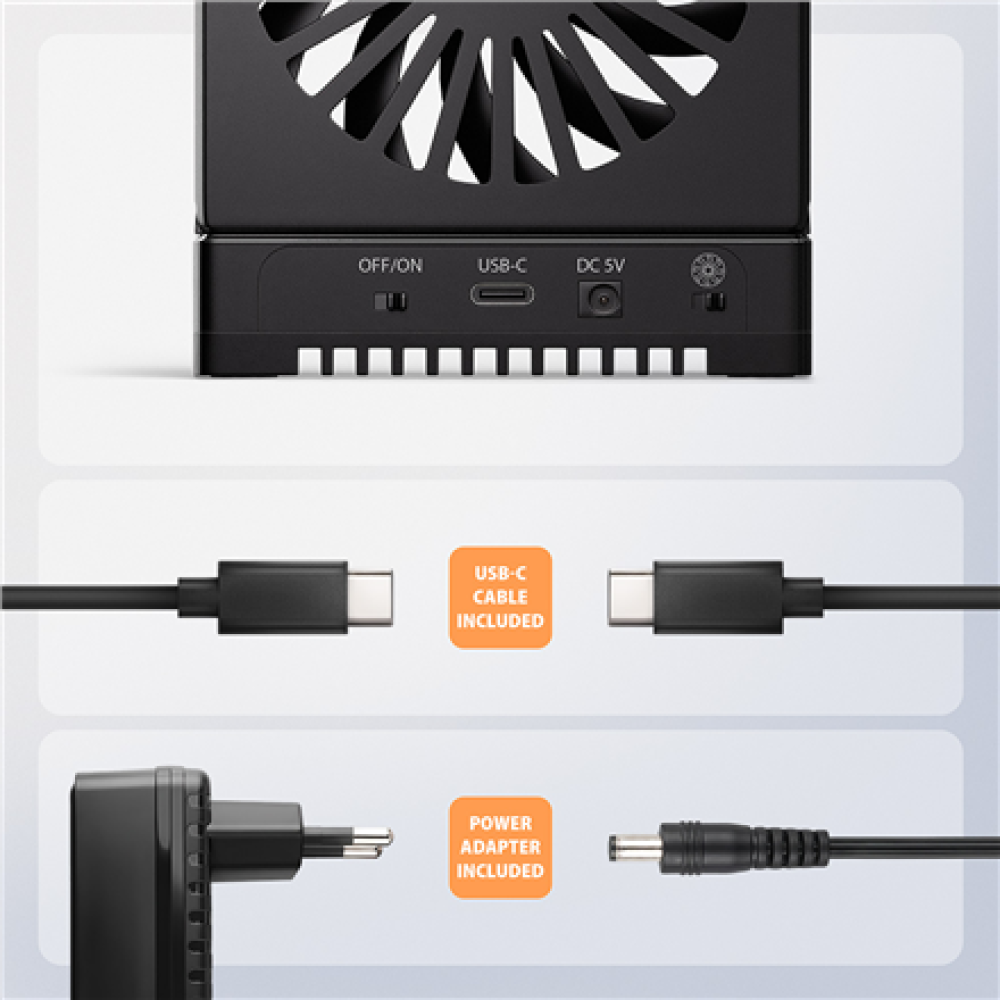 AXAGON USB-C 20Gbps docking station for 2x M.2 NVMe/SATA SSD with disk cloning function without PC , ADSA-M2C22