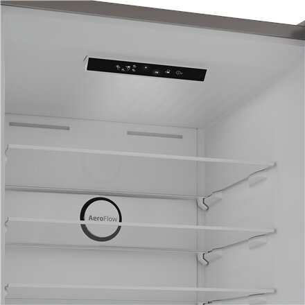 BEKO Refrigerator , B3RCNE564HXB , Energy efficiency class E , Free standing , Combi , Height 192 cm , No Frost system , Fridge net capacity 340 L , Freezer net capacity 150 L , Display , 39 dB , Stainless steel