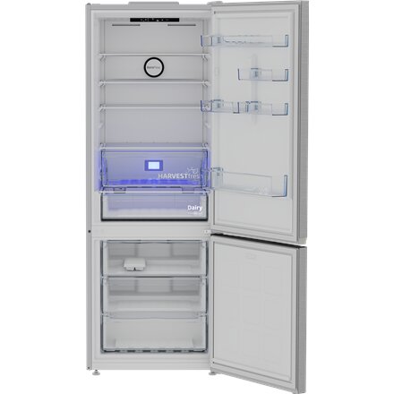 BEKO Refrigerator , B3RCNE564HXB , Energy efficiency class E , Free standing , Combi , Height 192 cm , No Frost system , Fridge net capacity 340 L , Freezer net capacity 150 L , Display , 39 dB , Stainless steel