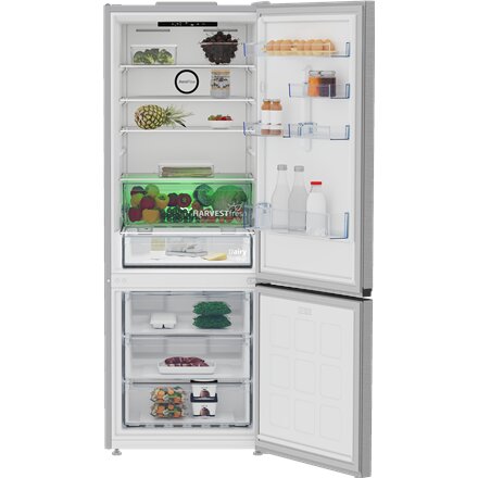 BEKO Refrigerator , B3RCNE564HXB , Energy efficiency class E , Free standing , Combi , Height 192 cm , No Frost system , Fridge net capacity 340 L , Freezer net capacity 150 L , Display , 39 dB , Stainless steel