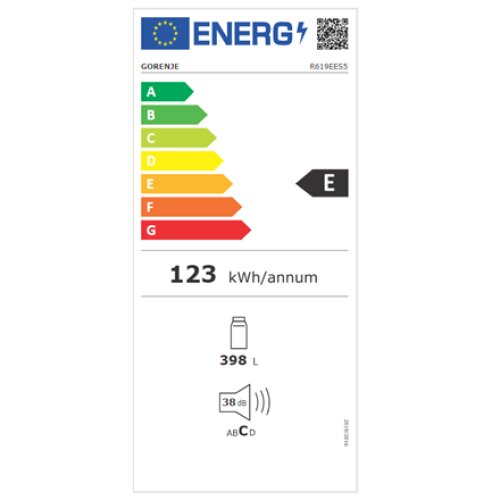Gorenje , Refrigerator , R619EES5 , Energy efficiency class E , Larder , Height 185 cm , 38 dB , Stainless steel