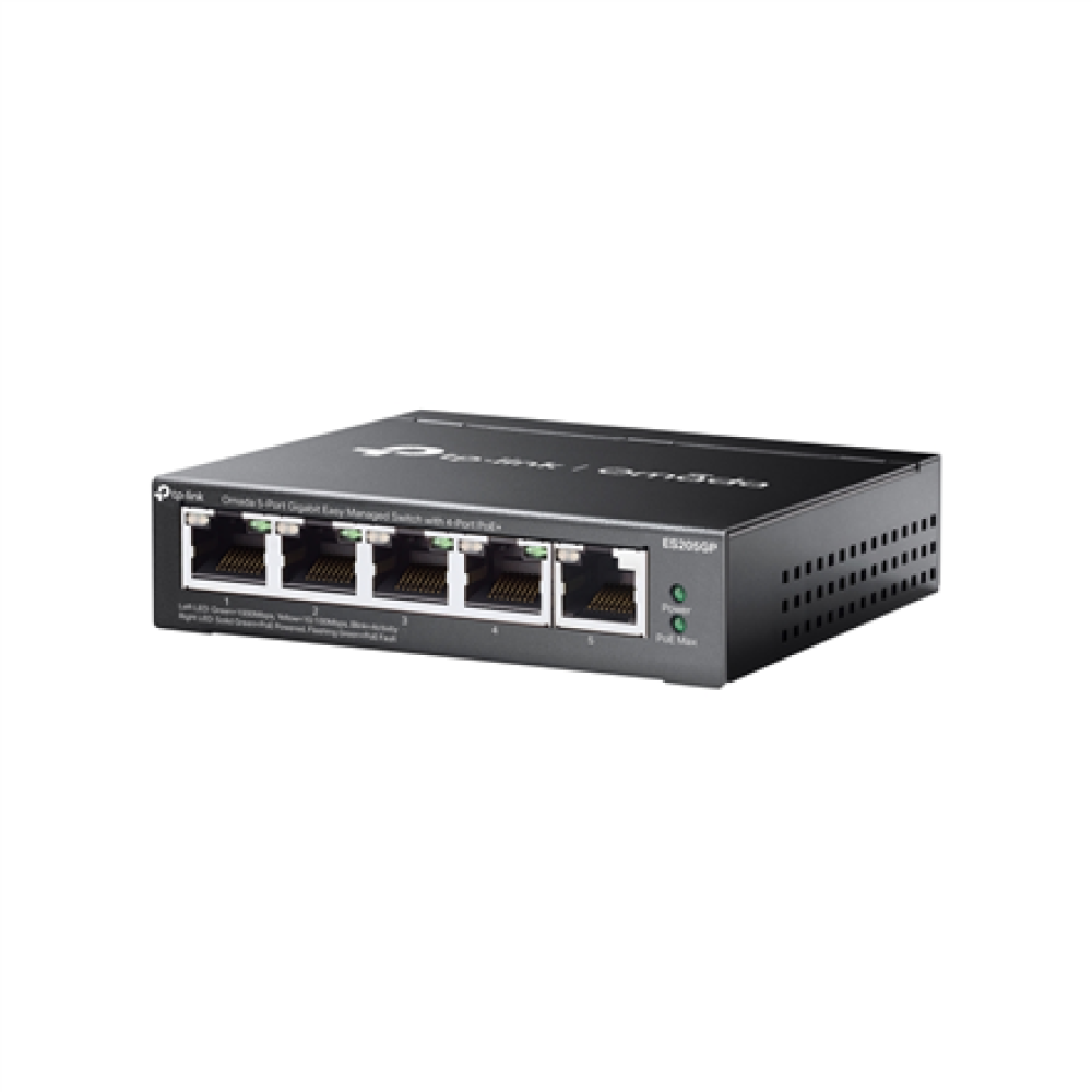 TP-LINK , Omada 5-Port Gigabit Easy Managed Switch with 4-Port PoE+ , ES205GP , Desktop/Wall mountable