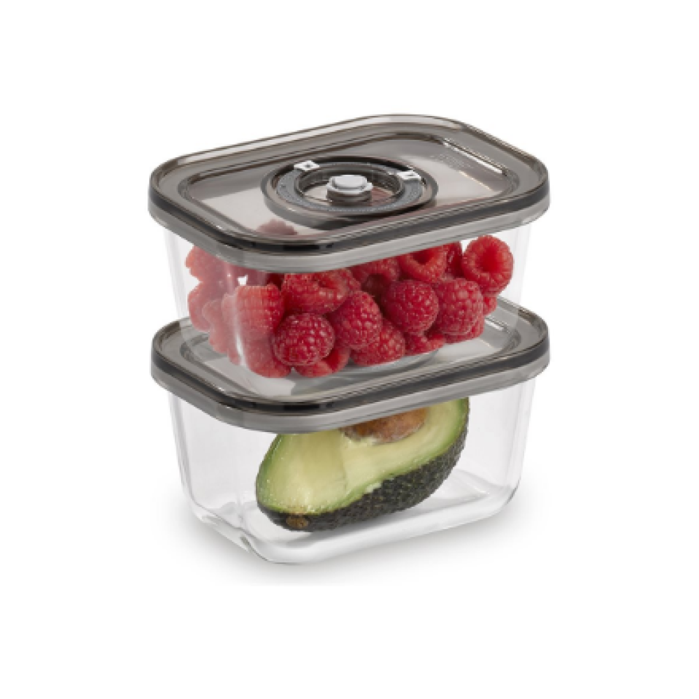 Caso , Glass Vacuum Containers with Plastic Lid (2 pcs) , VacuBoxx Eco-Duo S , Transparent