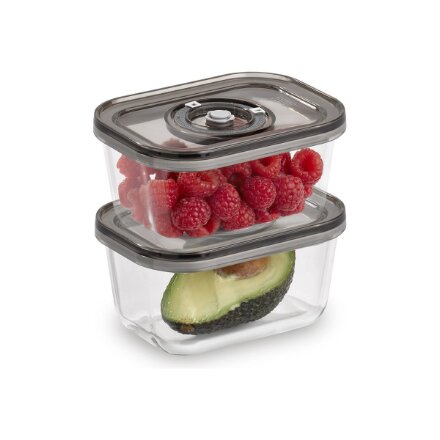 Caso , Glass Vacuum Containers with Plastic Lid (2 pcs) , VacuBoxx Eco-Duo S , Transparent
