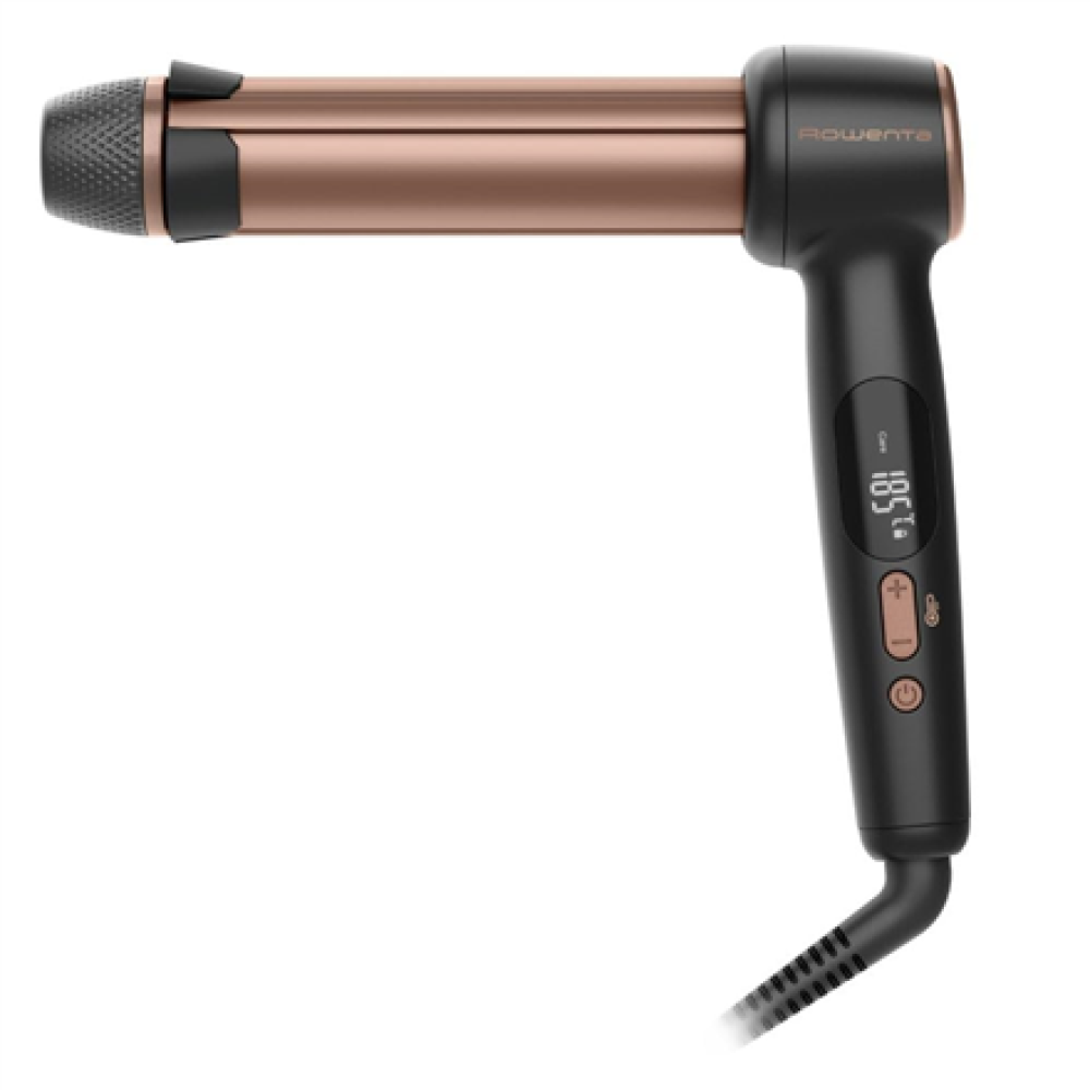 Rowenta CF4620E0 , Twist Curl Curling Iron , Ceramic heating system , Ion conditioning , Barrel diameter 27, 32. 38 mm , Temperature (min) 150 °C , Temperature (max) 210 °C , Number of heating levels 4 , Display LCD , 86 W , Black/Copper