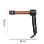 Rowenta CF4620E0 , Twist Curl Curling Iron , Ceramic heating system , Ion conditioning , Barrel diameter 27, 32. 38 mm , Temperature (min) 150 °C , Temperature (max) 210 °C , Number of heating levels 4 , Display LCD , 86 W , Black/Copper