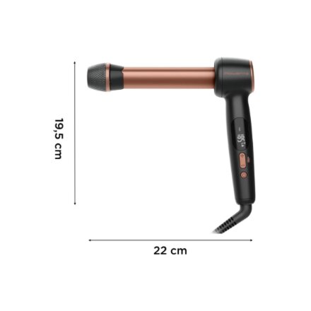 Rowenta CF4620E0 , Twist Curl Curling Iron , Ceramic heating system , Ion conditioning , Barrel diameter 27, 32. 38 mm , Temperature (min) 150 °C , Temperature (max) 210 °C , Number of heating levels 4 , Display LCD , 86 W , Black/Copper