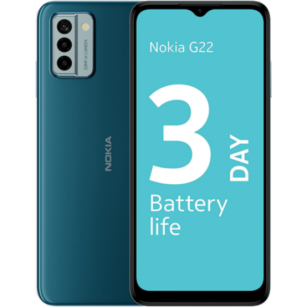 Nokia G22 TA-1528 Blue, 6.5 , IPS LCD, 720 x 1600, Unisoc, T606 (12 nm), Internal RAM 4 GB, 64 GB, microSDXC, Dual SIM, Main camera 50+2+2 MP, Secondary camera 8 MP, Android, 12, 5050 mAh