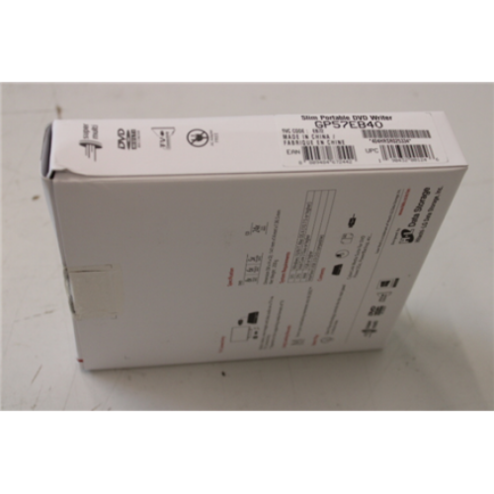 H.L Data Storage , Ultra Slim Portable DVD-Writer , GP57EB40 , Interface USB 2.0 , DVD±R/RW , CD read speed 24 x , CD write speed 24 x , Black , DAMAGED PACKAGING , Desktop/Notebook