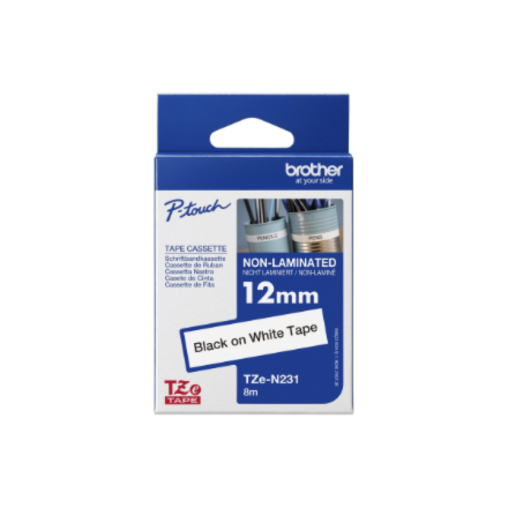 Brother TZe-N231 Labelling Tape Cassette – Black on White, 12mm wide, 8m long , Brother , Brother , 8 m , 1.2 x 800 cm