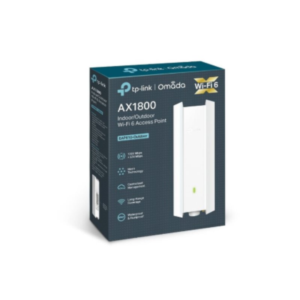 TP-LINK , AX1800 Indoor/Outdoor WiFi 6 Access Point , EAP610-Outdoor , 802.11ax , 2.4 GHz/5 GHz , 1201+574 Mbit/s , 10/100/1000 Mbit/s , Ethernet LAN (RJ-45) ports 1 , MU-MiMO Yes , PoE in , Antenna type Internal