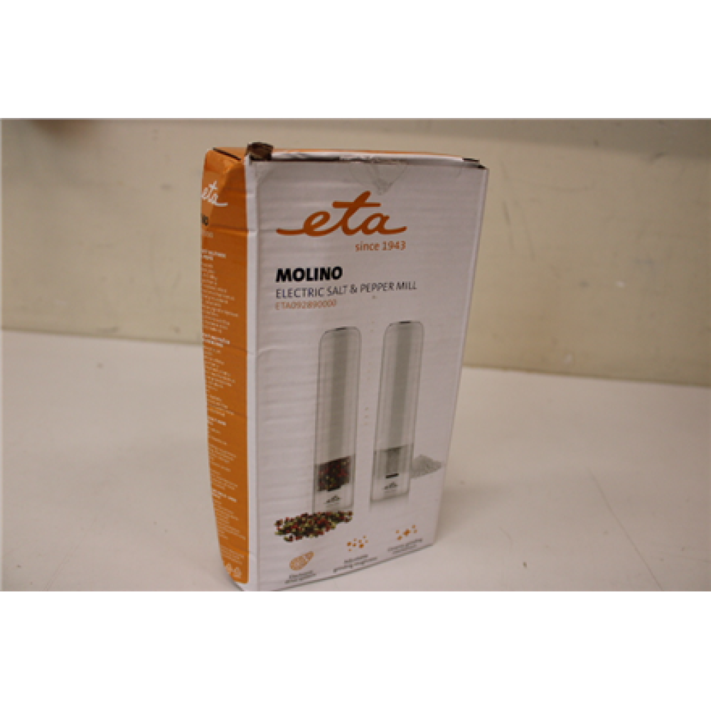 SALE OUT. ETA ETA092890000 Molino Salt and pepper mill, White , ETA , Salt And Pepper Mill , Molino ETA092890000 , Electric , Housing material Plastic , AAA , White , DAMAGED PACKAGING