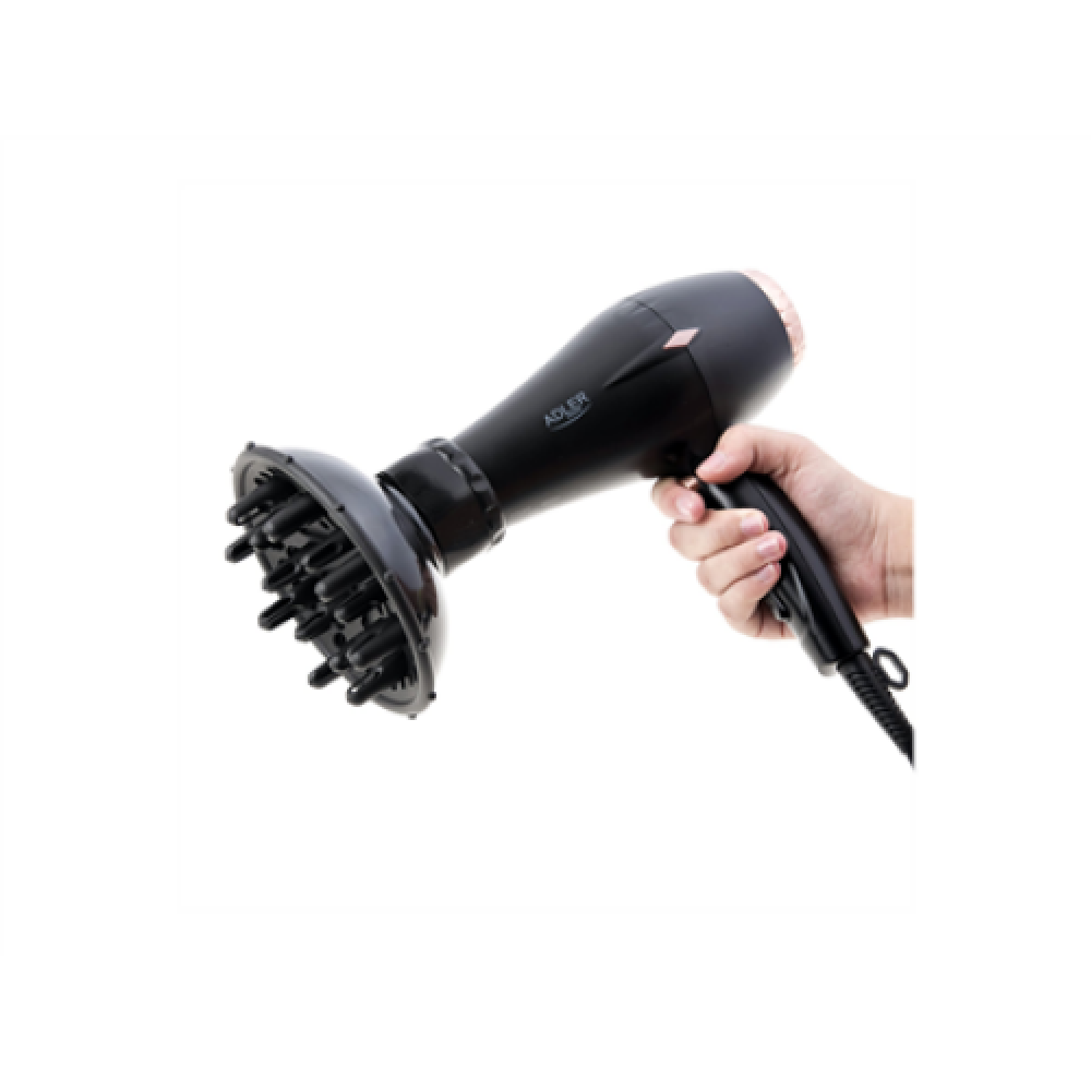 Adler , Hair Dryer , AD 2244 , 2000 W , Number of temperature settings 3 , Ionic function , Diffuser nozzle , Black