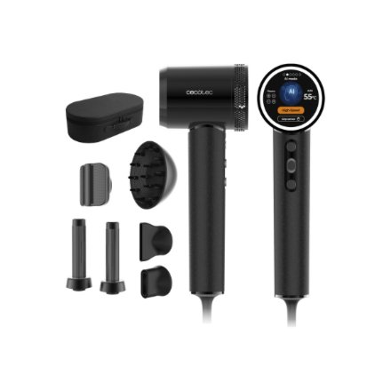 Cecotec Hair Dryer , DryGlam Waves i-Sensor Pro , 1600 W , Number of temperature settings 4 , Ionic function , Black , Diffuser nozzle