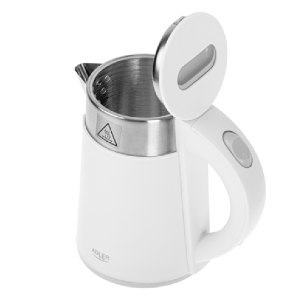 Adler , Kettle , AD 1372 , Electric , 800 W , 0.6 L , Plastic/Stainless steel , 360° rotational base , White