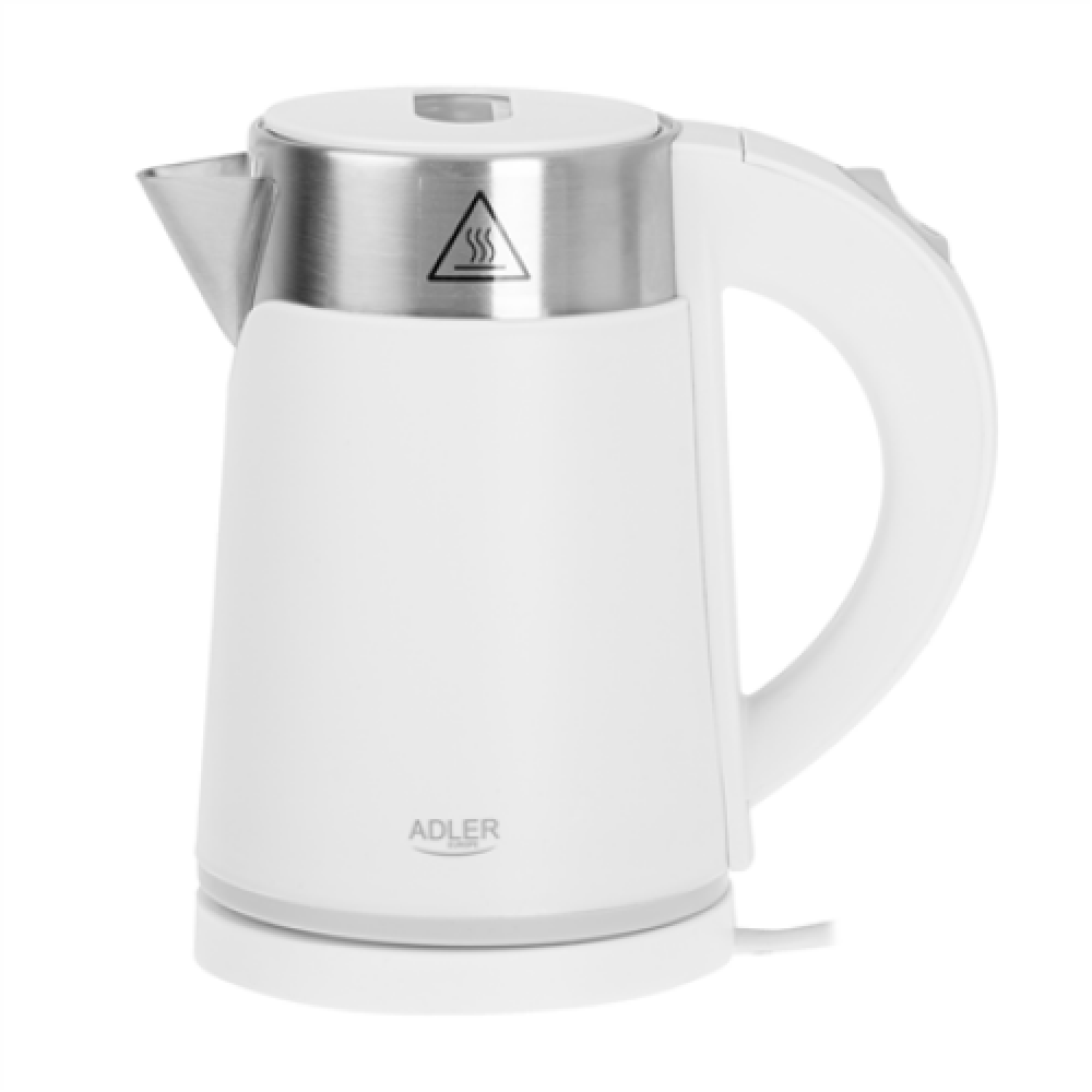 Adler , Kettle , AD 1372 , Electric , 800 W , 0.6 L , Plastic/Stainless steel , 360° rotational base , White
