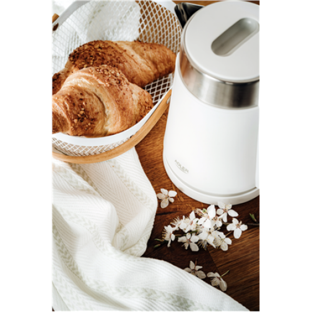 Adler , Kettle , AD 1372 , Electric , 800 W , 0.6 L , Plastic/Stainless steel , 360° rotational base , White