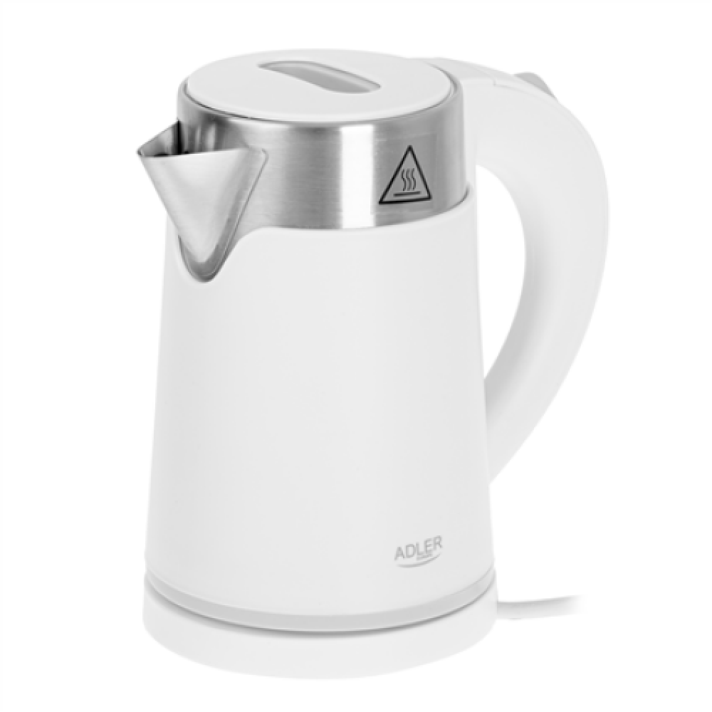 Adler , Kettle , AD 1372 , Electric , 800 W , 0.6 L , Plastic/Stainless steel , 360° rotational base , White