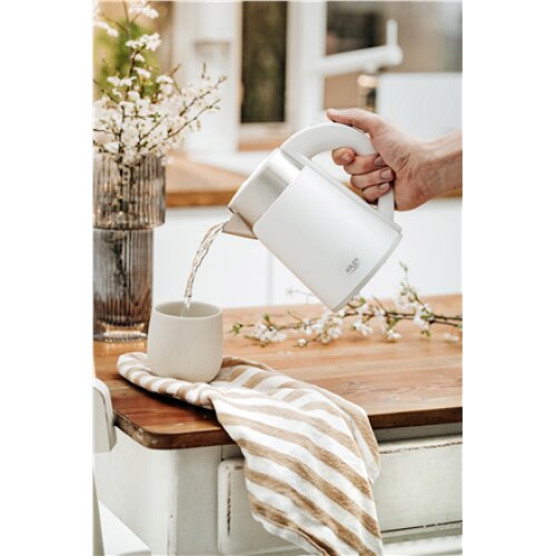 Adler , Kettle , AD 1372 , Electric , 800 W , 0.6 L , Plastic/Stainless steel , 360° rotational base , White