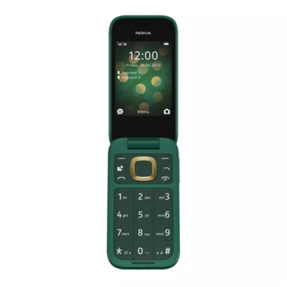 Nokia , 2660 Flip 4G , Green , 2.8 , TFT LCD , 48 MB , 128 MB , Dual SIM , Nano-SIM , 3G , Bluetooth , 4.2 , USB version microUSB 2.0 , Built-in camera , Main camera resolution 0.3 MP , 1450 mAh