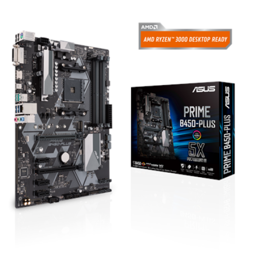 Asus , PRIME B450-PLUS , Processor family AMD , Processor socket AM4 , Memory slots 4 , Number of SATA connectors 6 x SATA 6Gb/s connector(s) , Chipset AMD B , ATX