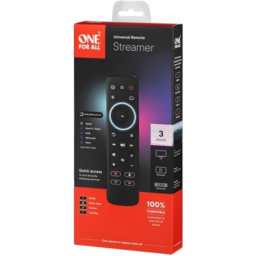 ONE For ALL URC7935 Streaming Remote For Use With TV/LCD/LED/Plasma Audio/Amplifier/Soundbar/Hi-Fi Streaming Box (Apple TV, Roku, Kodi)