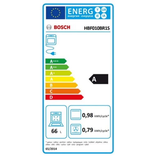 Bosch , Oven , HBF010BR1S , 66 L , A , Multifunctional , Manual , Knobs , Height 59.5 cm , Width 59.4 cm , Stainless steel