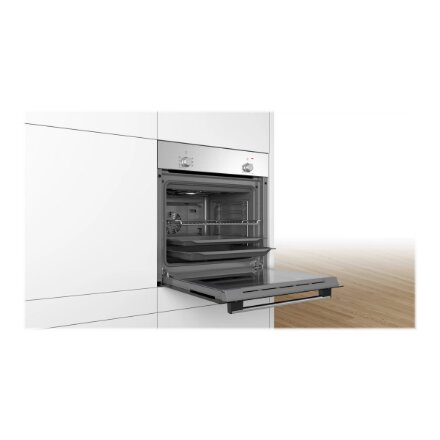 Bosch , Oven , HBF010BR1S , 66 L , A , Multifunctional , Manual , Knobs , Height 59.5 cm , Width 59.4 cm , Stainless steel