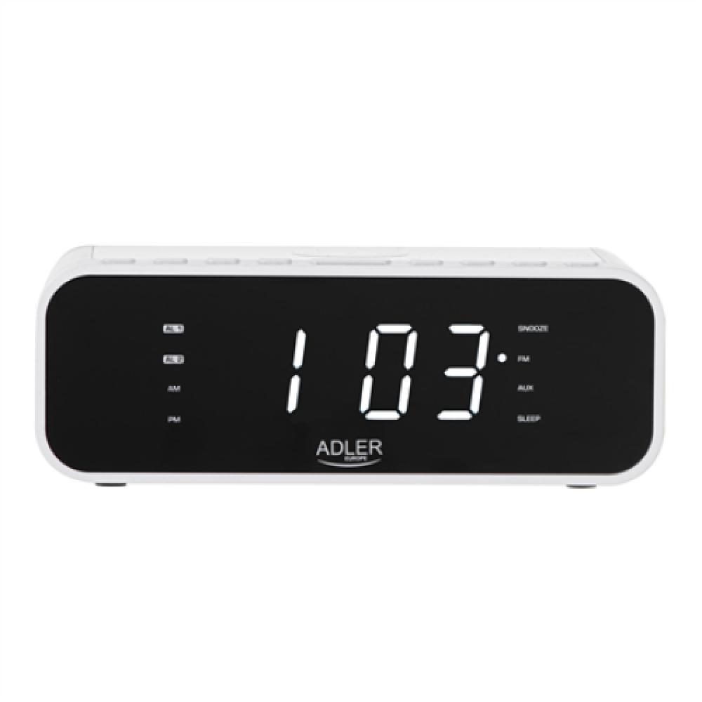 Adler , AD 1192W , Alarm Clock with Wireless Charger , W , AUX in , White , Alarm function