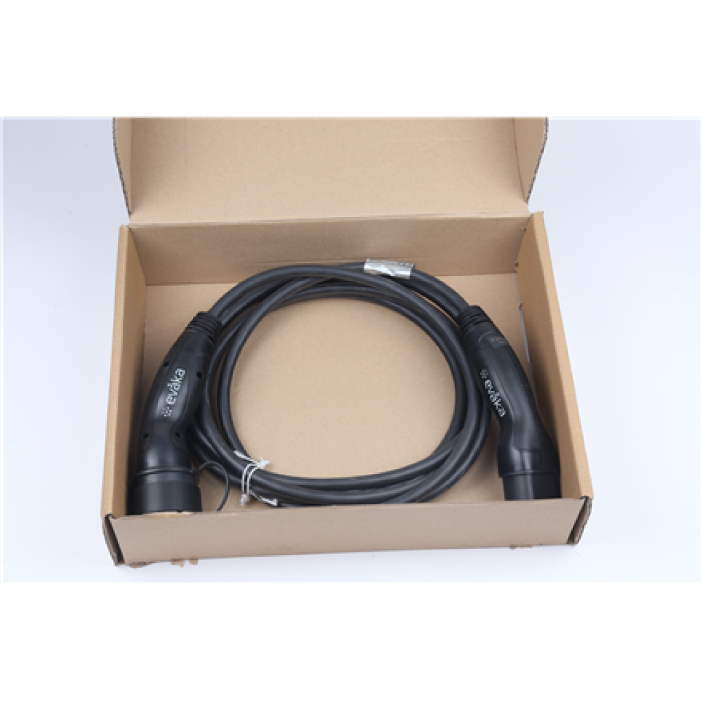 Evaka EV Charging Cable Type 2-Type 2, 22 kW, 32 A, 5 x 6 mm2, 1 x 0.5 mm2, 7 m , ITGAM3872 , Black