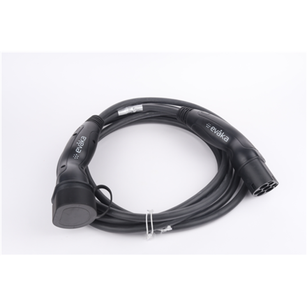 Evaka EV Charging Cable Type 2-Type 2, 22 kW, 32 A, 5 x 6 mm2, 1 x 0.5 mm2, 7 m , ITGAM3872 , Black