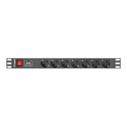 Lanberg , Power Distribution unit (PDU) 19 1U 10A 2M 7X Schuko Outlets , PDU-07F-0200-IEC-BK