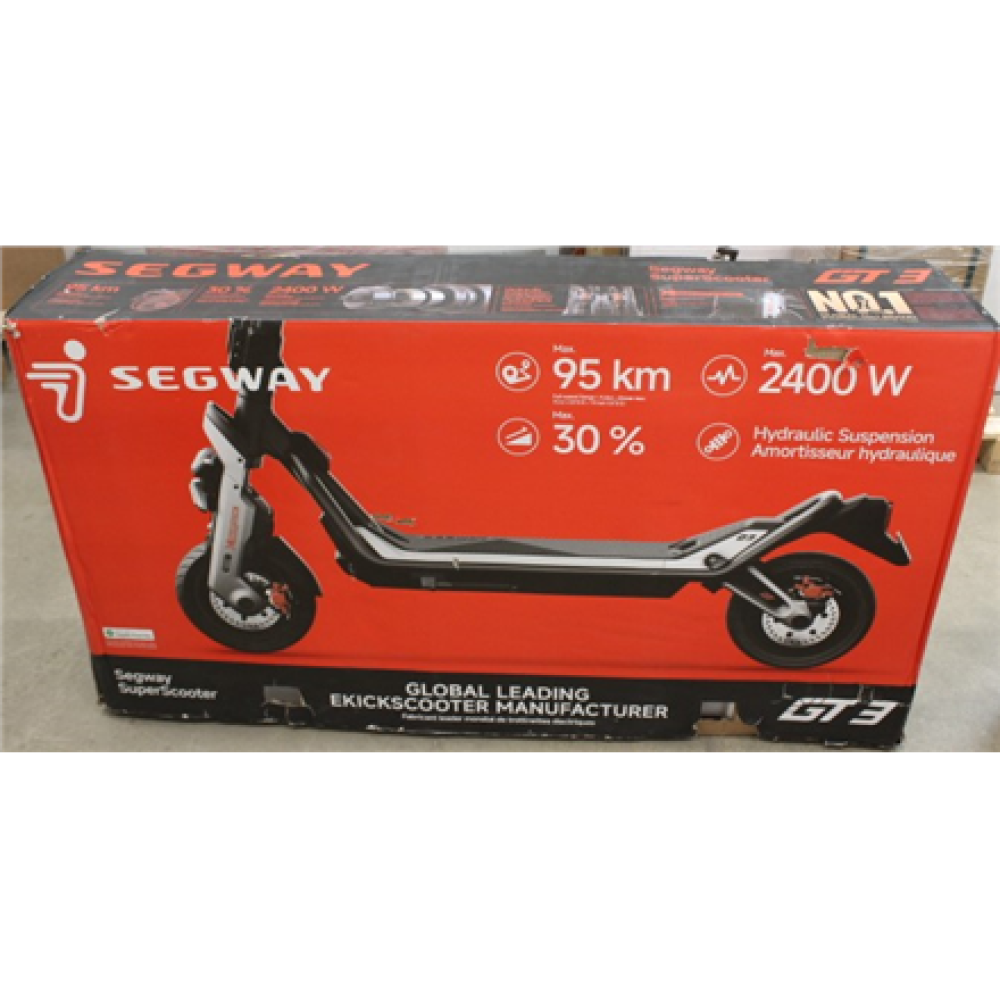 SALE OUT. Ninebot by Segway Superscooter GT3 E , Segway Superscooter GT3 E , Electric Scooter , Max 2400 W , Up to 25 km/h , 11 , 24 month(s) , Black and Grey , DAMAGED PACKAGING, USED, DIRTY, SCRATCHED